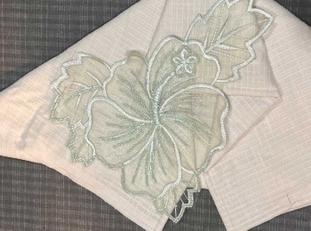 Pista Green Color Organza Flower With Beads Work For Dress, Gowns, Tops etc. - design 2